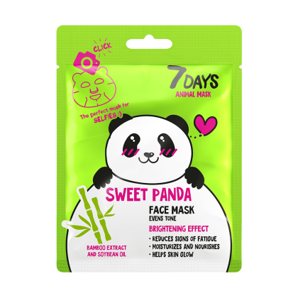 Маска за лице за сияйна кожа с екстракт от Бамбук и Соево масло - Панда 7 Days Animal Mask Sweet Panda Brightening Effect Face Mask 1pcs 